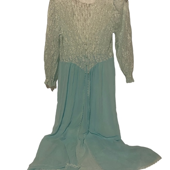 Vintage Sleepwear Sugar Plum Large Light Blue Gown Chemise Lace Fly Away Front - Picture 14 of 16